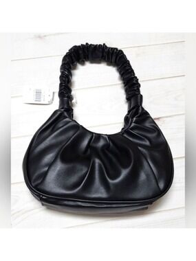 Black Scrunch Strap Shoulder Bag - New With Tags